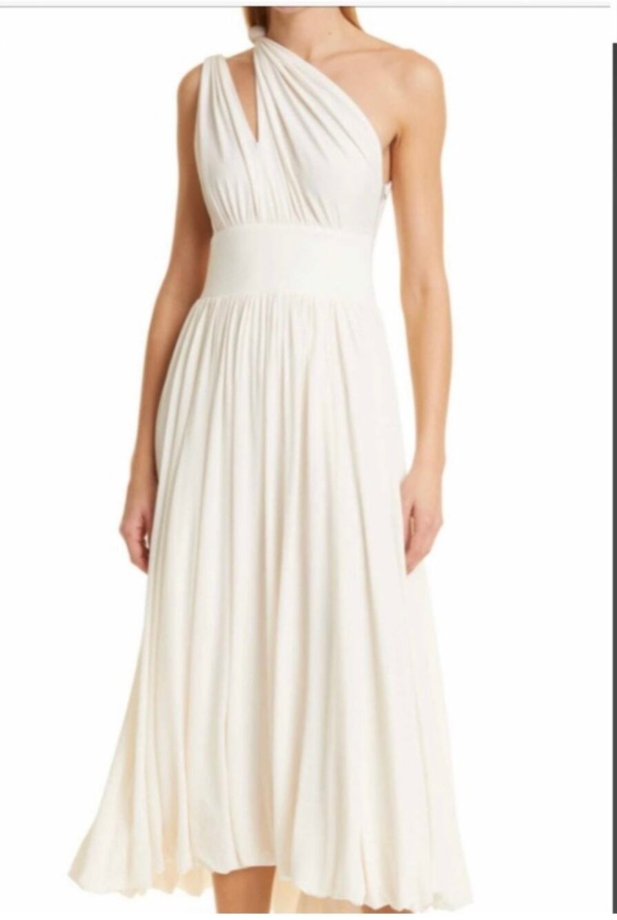 La Ligne One Shoulder Cut Out Midi Dress - Ivory S